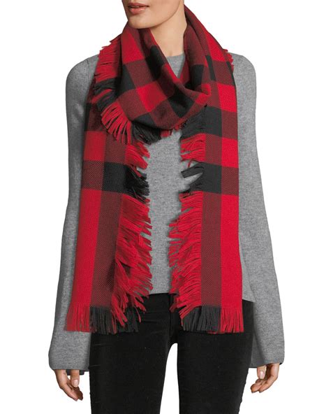 burberry plaid scarf with fringe